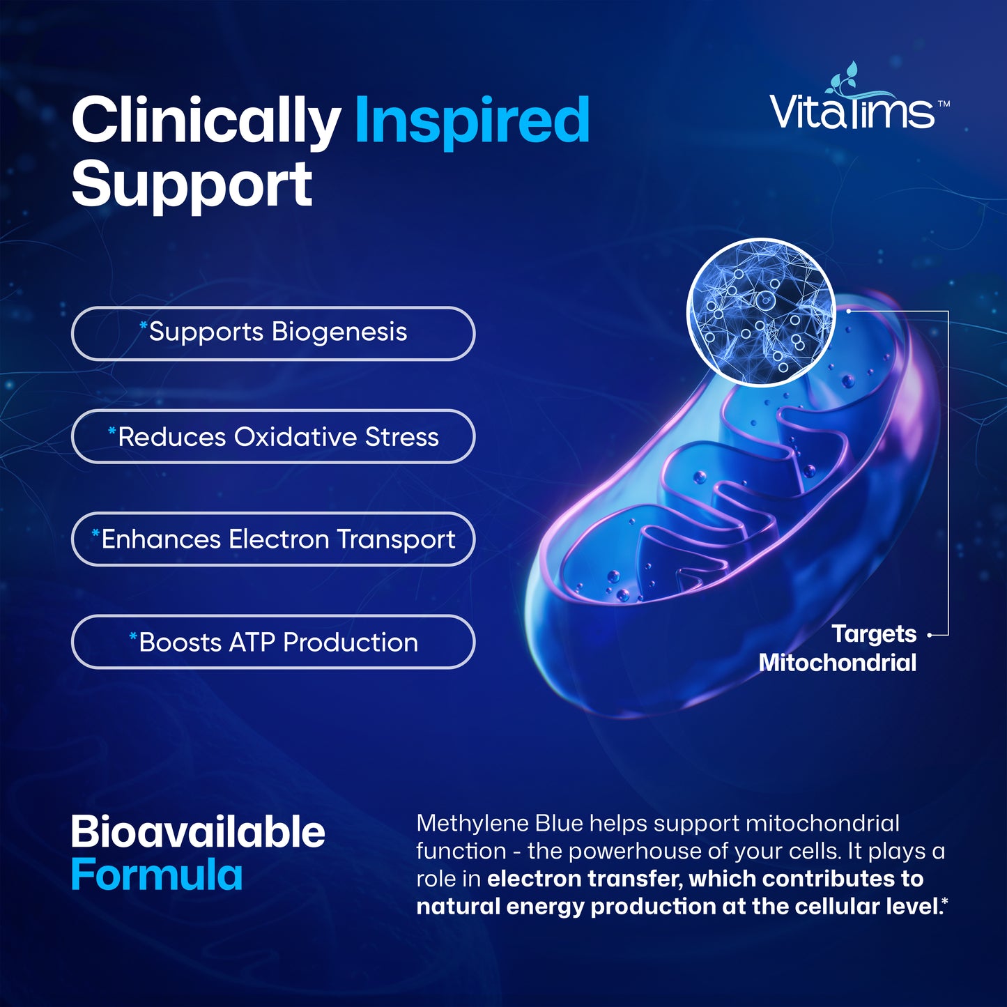 Methylene Blue Capsules 15 mg – USP Grade 99% - Formaldehyde Free with Vitamin C Ester - 60 Capsules